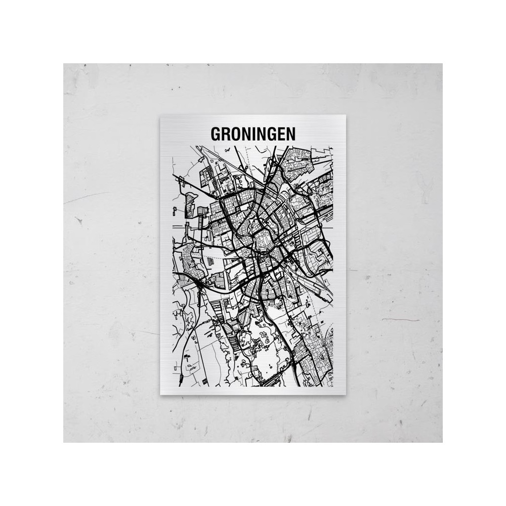 Stadskaart van Groningen op Aluminium - 1