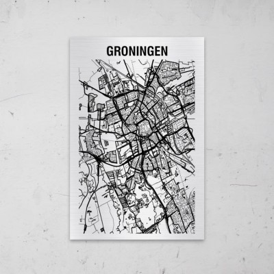 Stadskaart van Groningen op Aluminium - 1