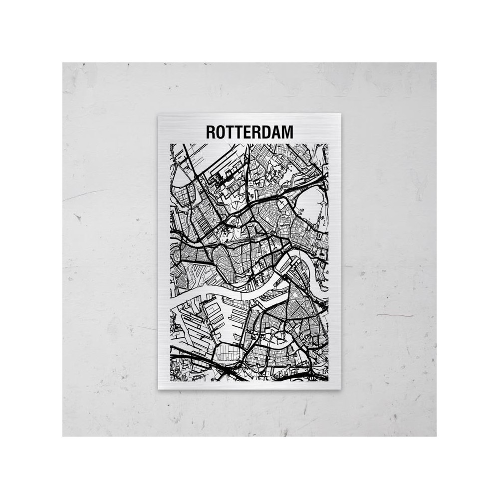 Stadskaart van Rotterdam op Aluminium - 1