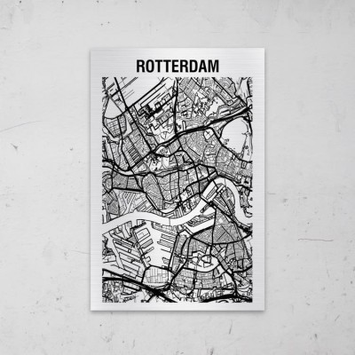 Stadskaart van Rotterdam op Aluminium - 1