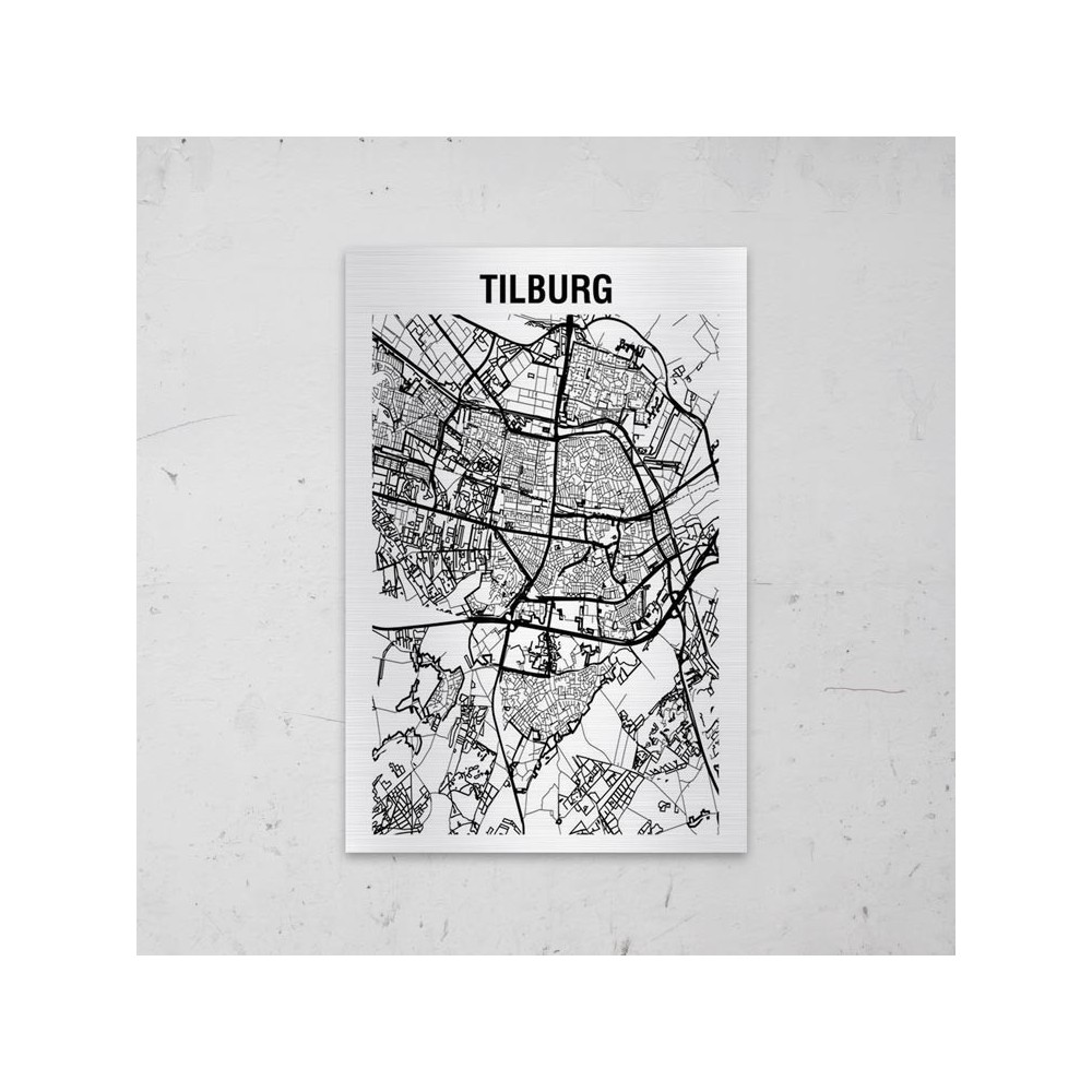 Stadskaart van Tilburg op Aluminium - 1