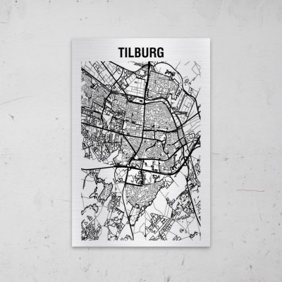 Stadskaart van Tilburg op Aluminium - 1