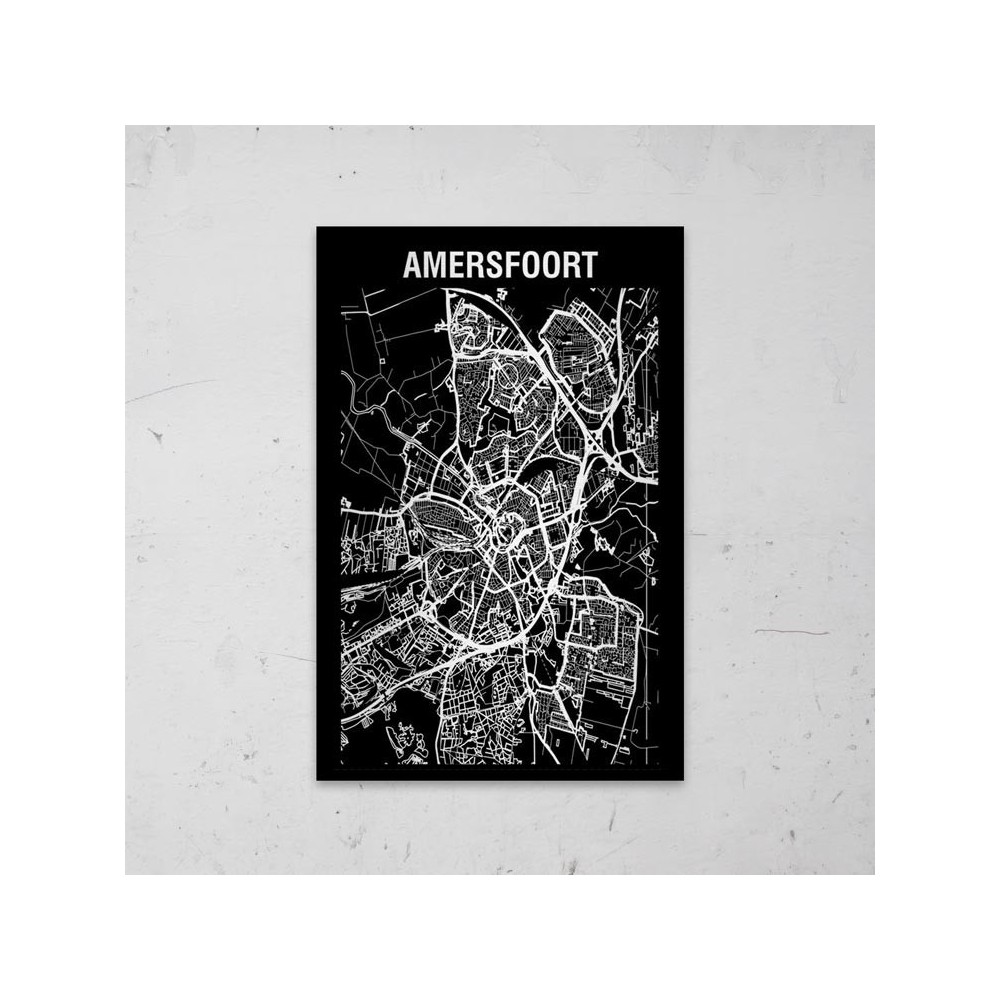 Stadskaart Inverse van Amersfoort op Aluminium - 1