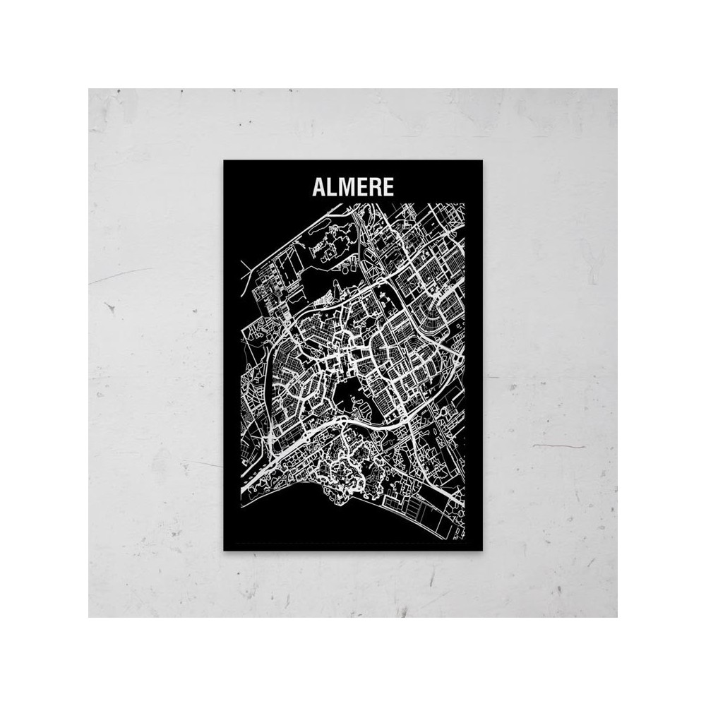 Stadskaart Inverse van Almere op Aluminium - 1