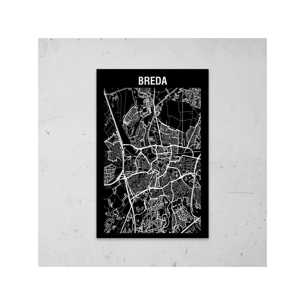 Stadskaart Inverse van Breda op Aluminium - 1