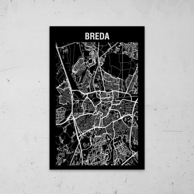 Stadskaart Inverse van Breda op Aluminium - 1 Stadskaart Inverse van Breda op Aluminium - 1
