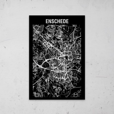 Stadskaart Inverse van Enschede op Aluminium - 1