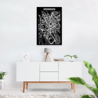 Stadskaart Inverse van Groningen op Aluminium - 2 Stadskaart Inverse van Groningen op Aluminium - 2
