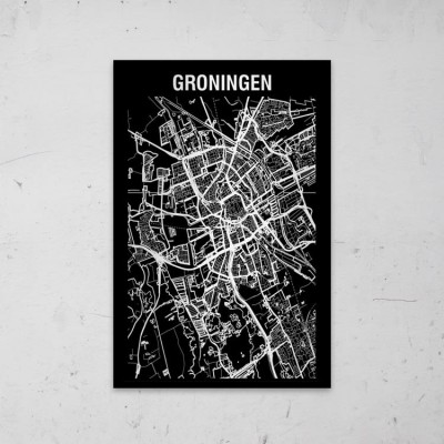 Stadskaart Inverse van Groningen op Aluminium - 1 Stadskaart Inverse van Groningen op Aluminium - 1