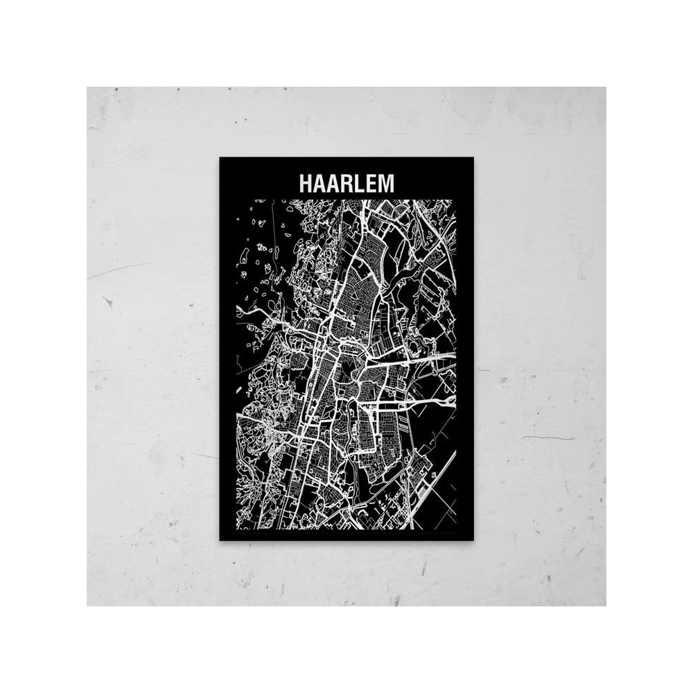 Stadskaart Inverse van Haarlem op Aluminium - 1