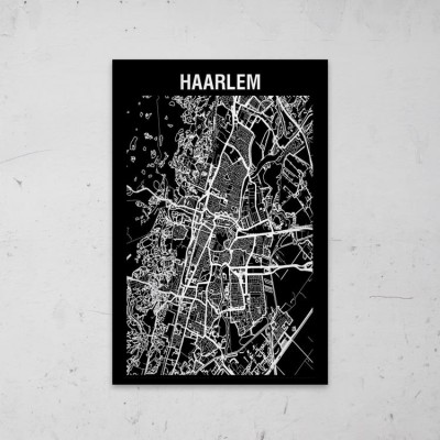 Stadskaart Inverse van Haarlem op Aluminium - 1