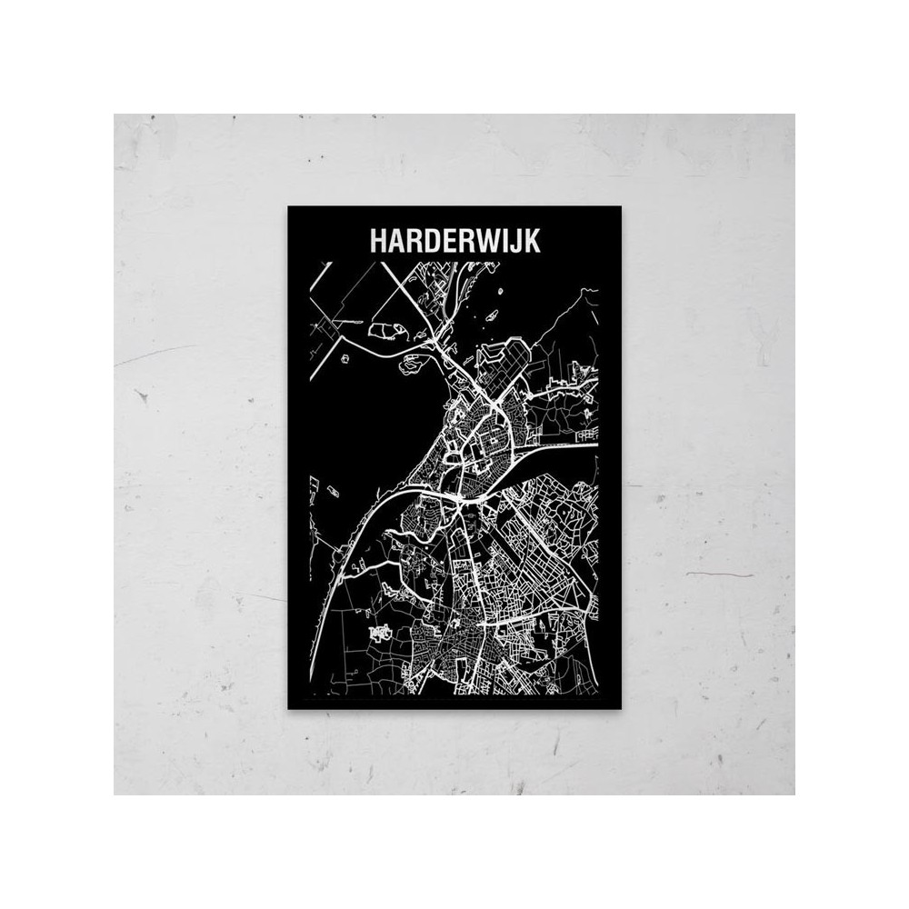Stadskaart Inverse van Harderwijk op Aluminium - 1