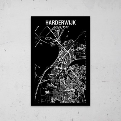 Stadskaart Inverse van Harderwijk op Aluminium - 1 Stadskaart Inverse van Harderwijk op Aluminium - 1