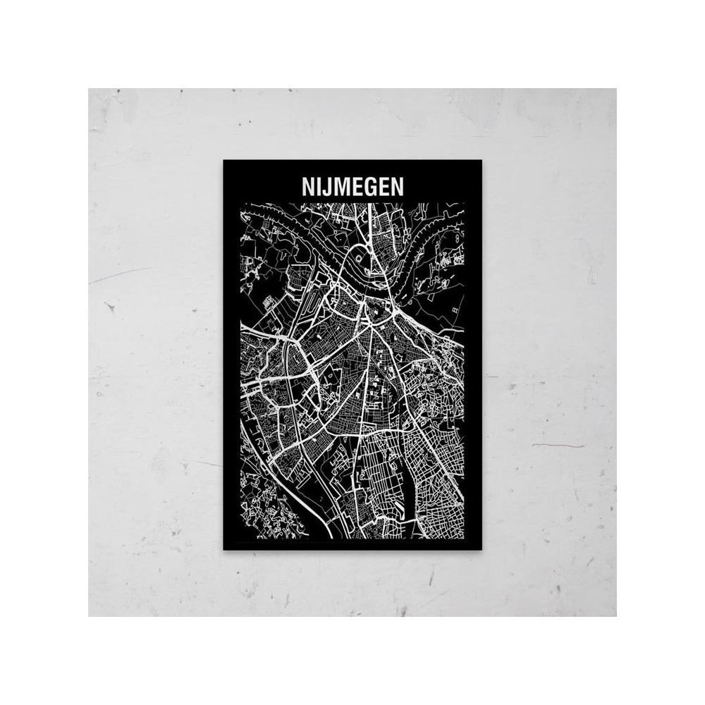 Stadskaart Inverse van Nijmegen op Aluminium - 1