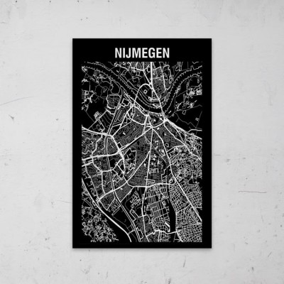 Stadskaart Inverse van Nijmegen op Aluminium - 1
