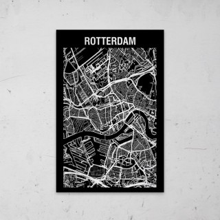Stadskaart Inverse van Rotterdam op Aluminium - 1