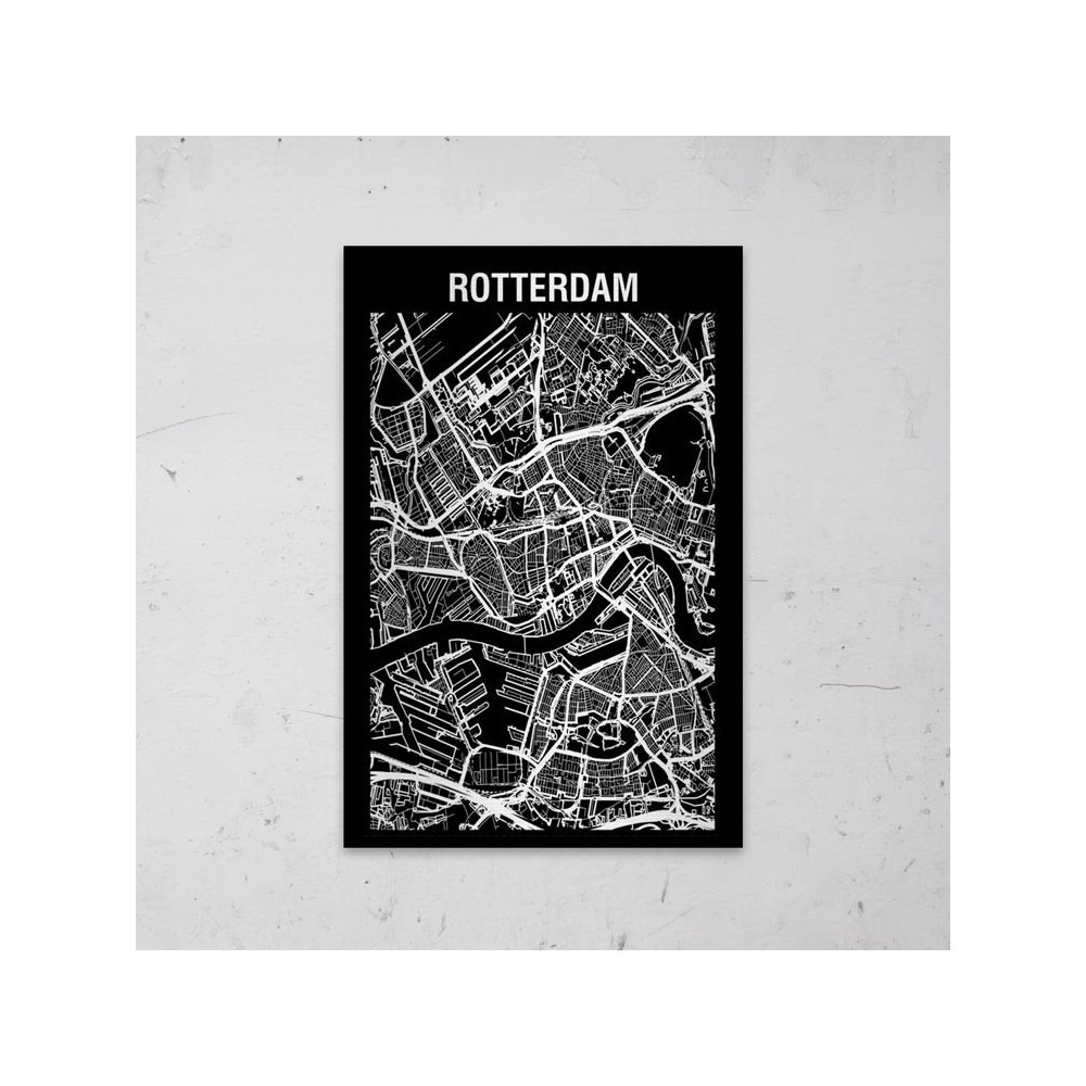 Stadskaart Inverse van Rotterdam op Aluminium - 1