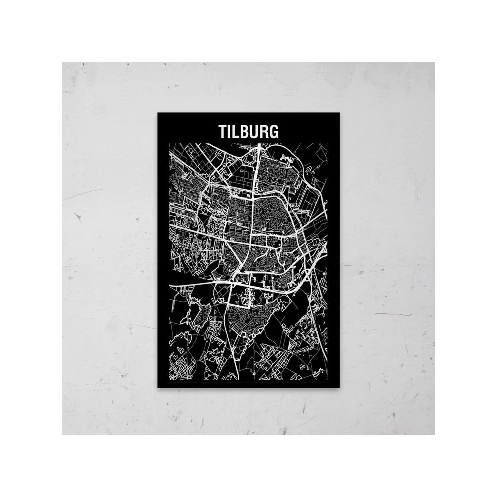 Stadskaart Inverse van Tilburg op Aluminium - 1