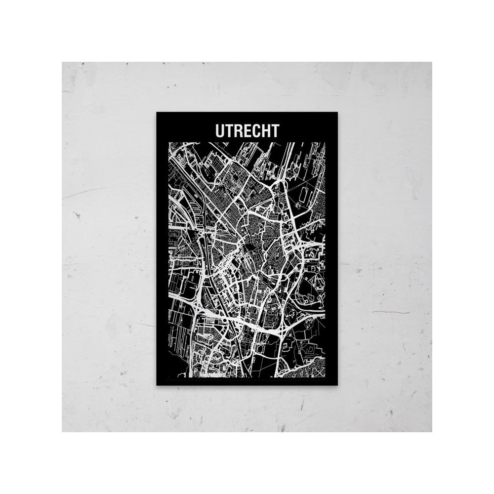 Stadskaart Inverse van Utrecht op Aluminium - 1