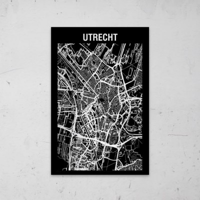 Stadskaart Inverse van Utrecht op Aluminium - 1