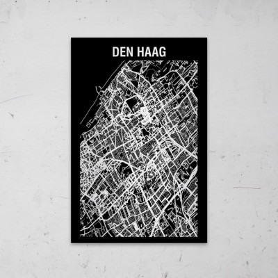Stadskaart Inverse van Den haag op Aluminium - 1 Stadskaart Inverse van Den haag op Aluminium - 1
