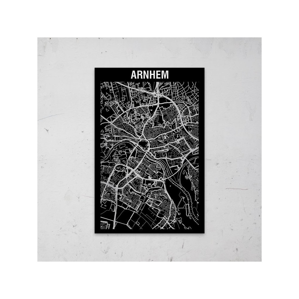 Stadskaart Inverse van Arnhem op Aluminium - 1