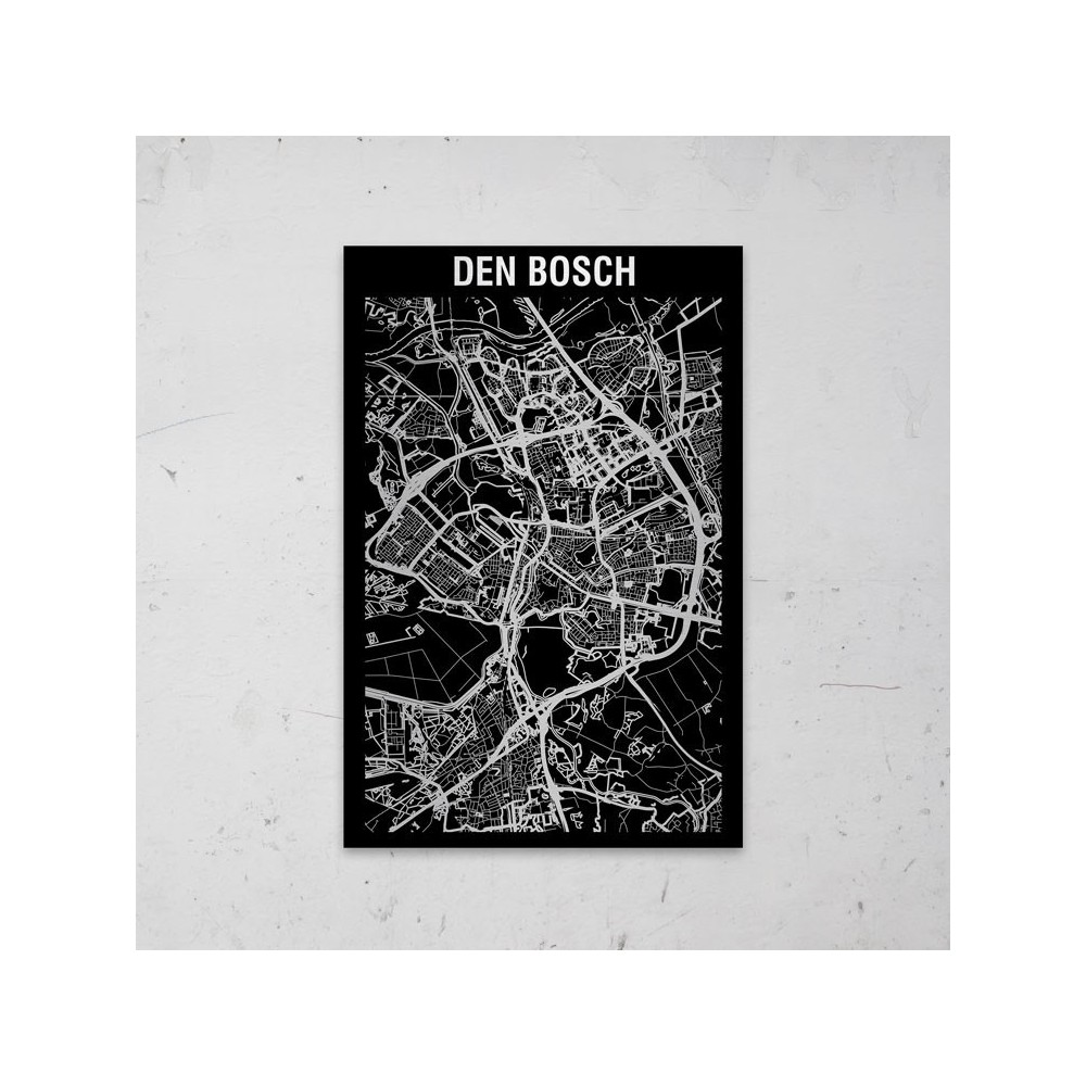 Stadskaart Inverse van Den Bosch op Aluminium - 1