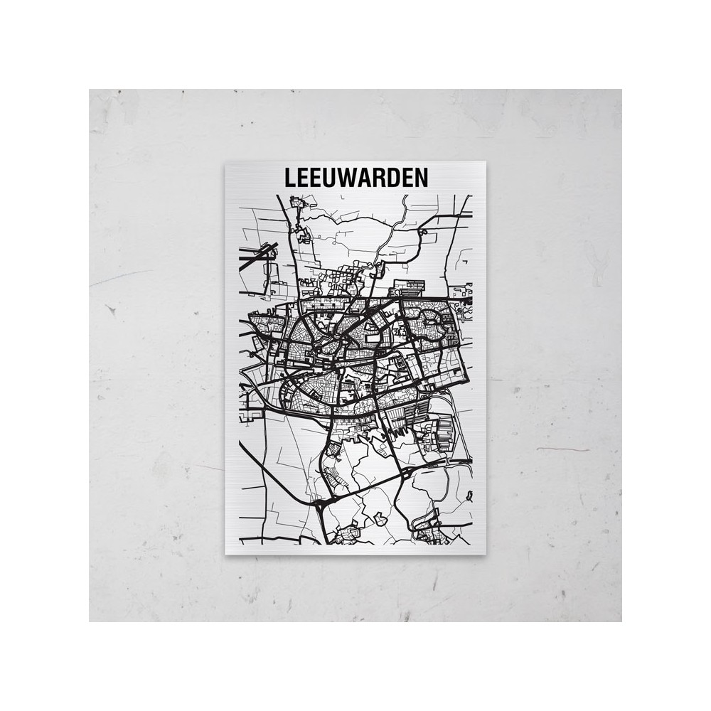 Stadskaart van Leeuwarden op Aluminium - 1