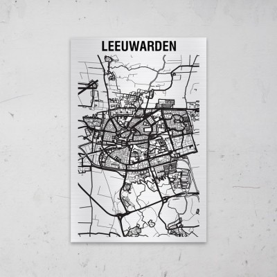 Stadskaart van Leeuwarden op Aluminium - 1 Stadskaart van Leeuwarden op Aluminium - 1