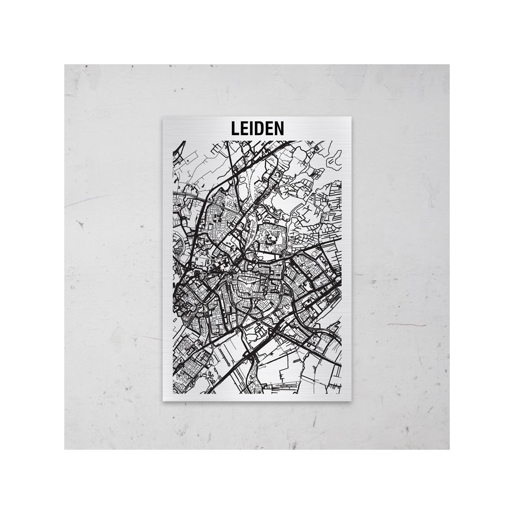 Stadskaart van Leiden op Aluminium - 1