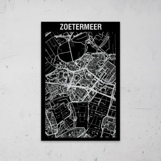 Stadskaart Inverse van Zoetermeer op Aluminium - 1