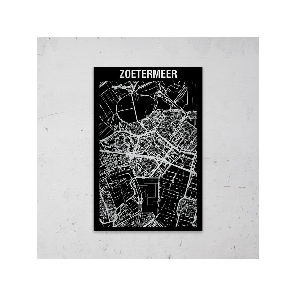 Stadskaart Inverse van Zoetermeer op Aluminium - 1