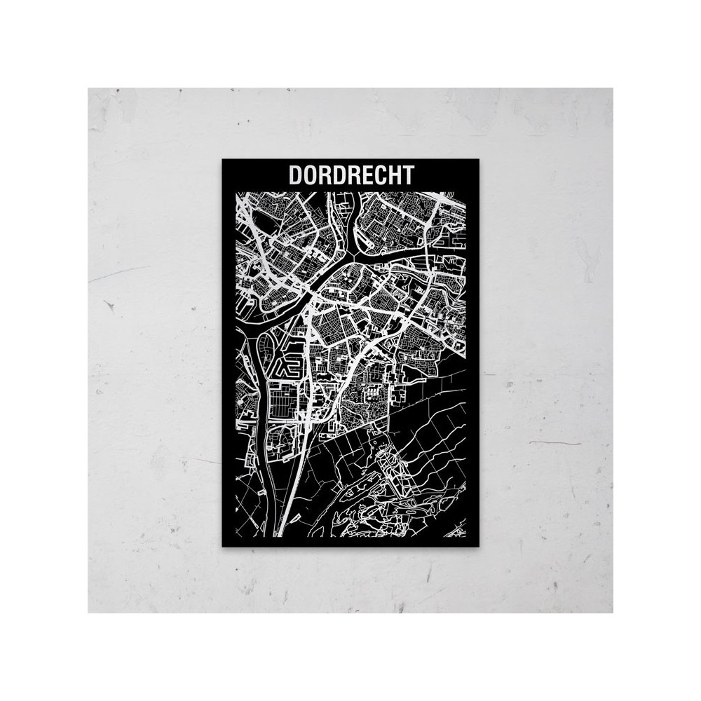 Stadskaart Inverse van Dordrecht op Aluminium - 1
