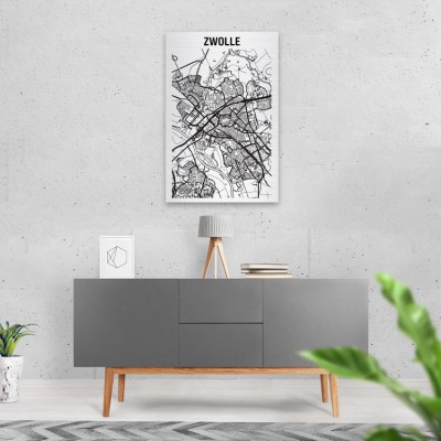 Stadskaart van Zwolle op Aluminium - 2