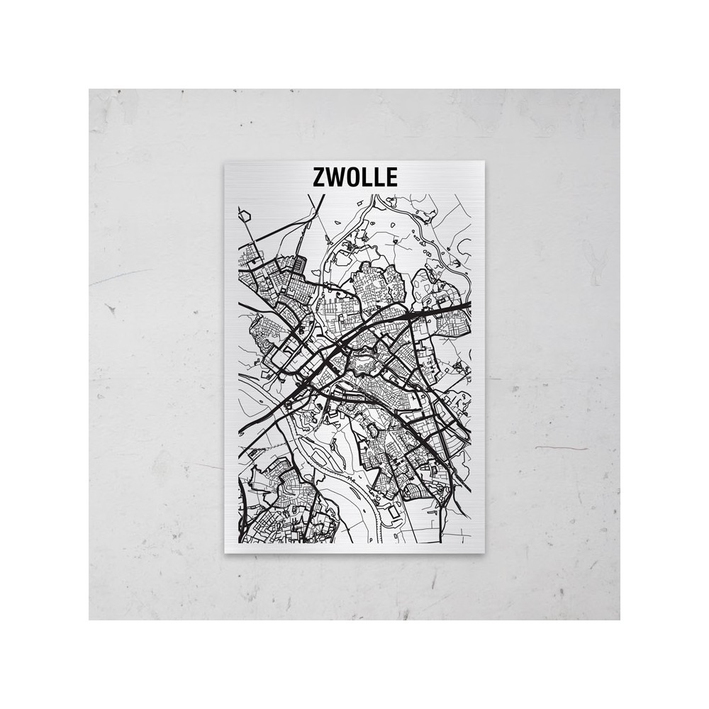 Stadskaart van Zwolle op Aluminium - 1