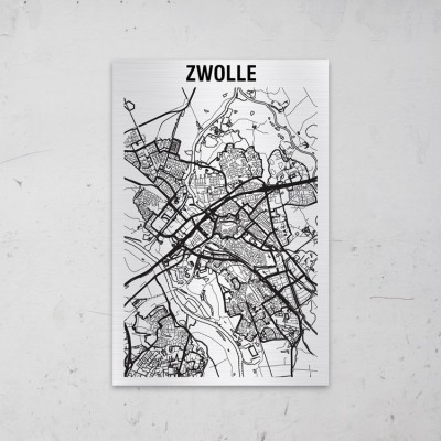 Stadskaart van Zwolle op Aluminium - 1