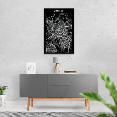 Stadskaart Inverse van Zwolle op Aluminium - 2