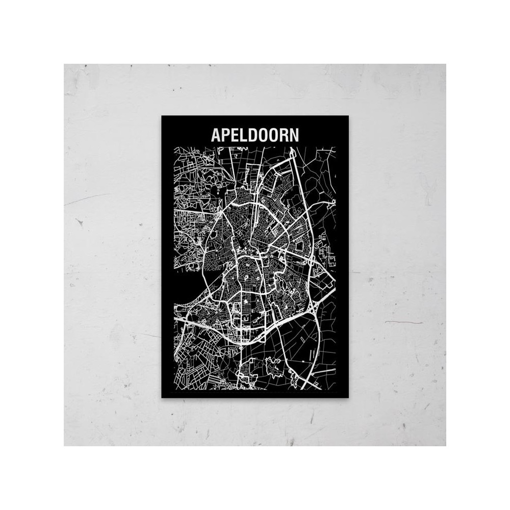 Stadskaart Inverse van Apeldoorn op Aluminium - 1