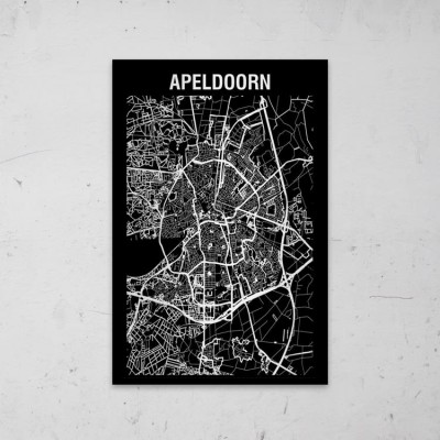 Stadskaart Inverse van Apeldoorn op Aluminium - 1