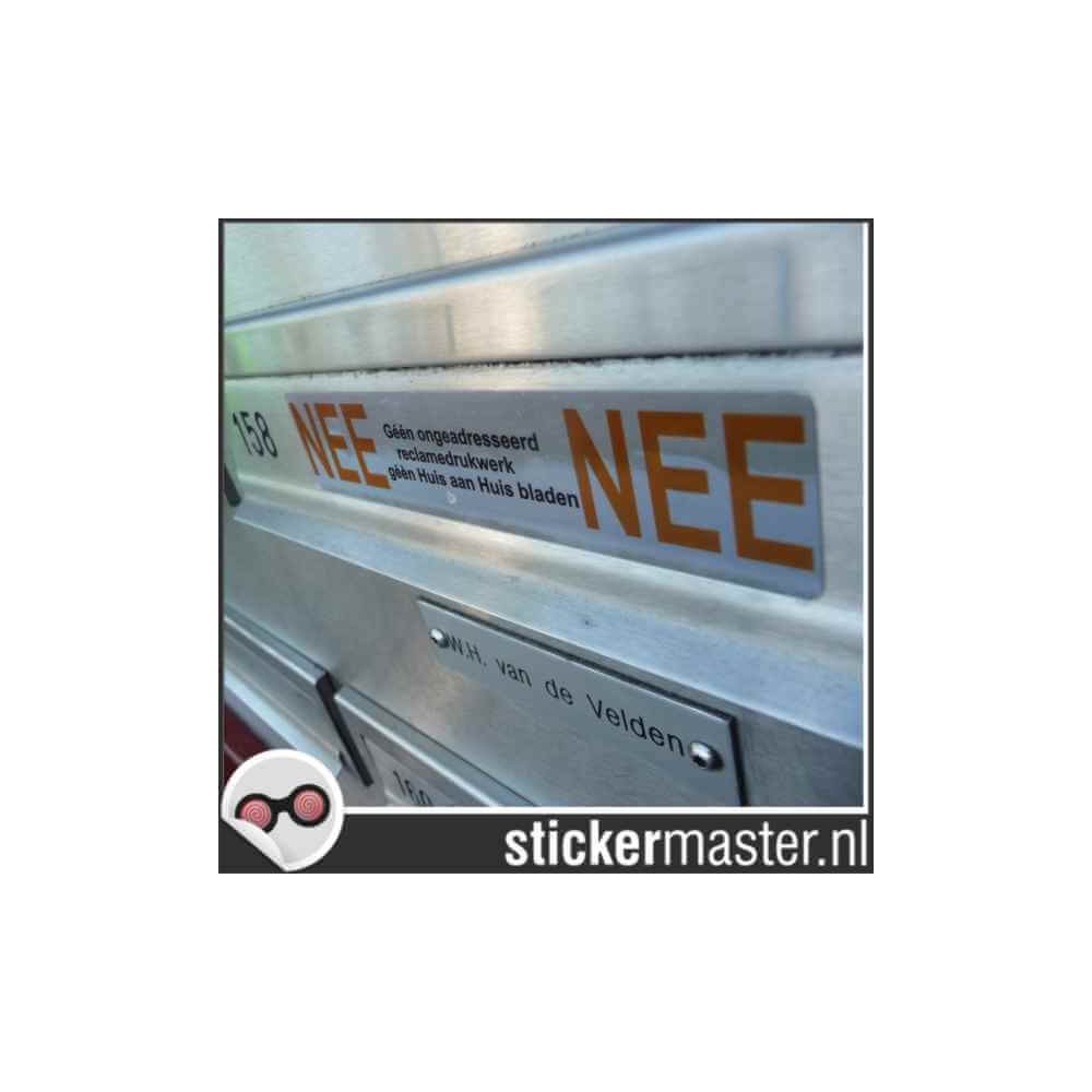Luxe Nee Nee sticker brievenbus chroom - 2