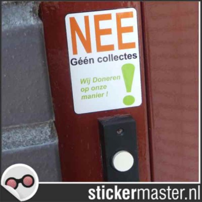 Nee geen colportage Sticker Wij doneren zelf - 2