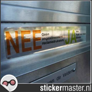 Luxe Nee Ja sticker brievenbus chroom - 4