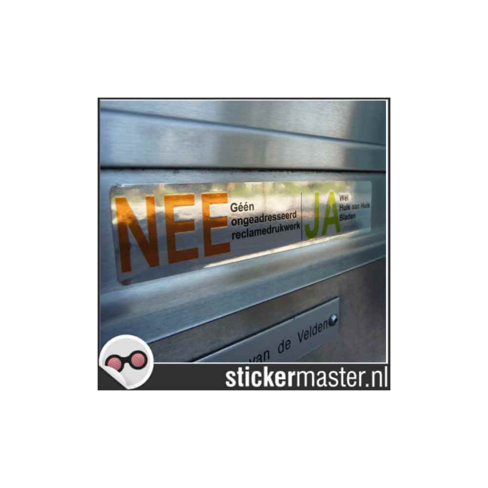 Luxe Nee Ja sticker brievenbus chroom - 4
