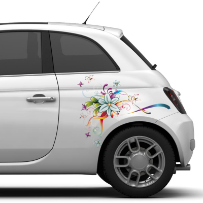 Striping bloemen auto sticker - 1