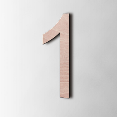 Houten Cijfer 1 Arial Okoume - 1