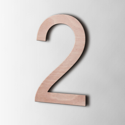 Houten Cijfer 2 Arial Okoume - 1