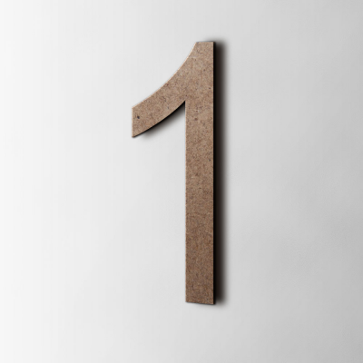 Houten Cijfer 1 Arial MDF Bruin - 1
