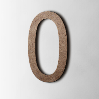 Houten Cijfer 0 Arial MDF Bruin - 1