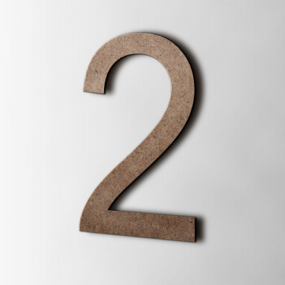 Houten Cijfer 2 Arial MDF Bruin - 1