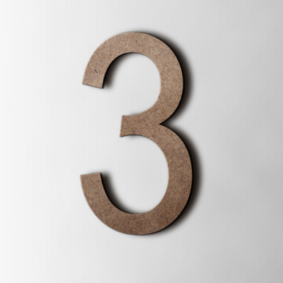 Houten Cijfer 3 Arial MDF Bruin - 1 Houten Cijfer 3 Arial MDF Bruin - 1